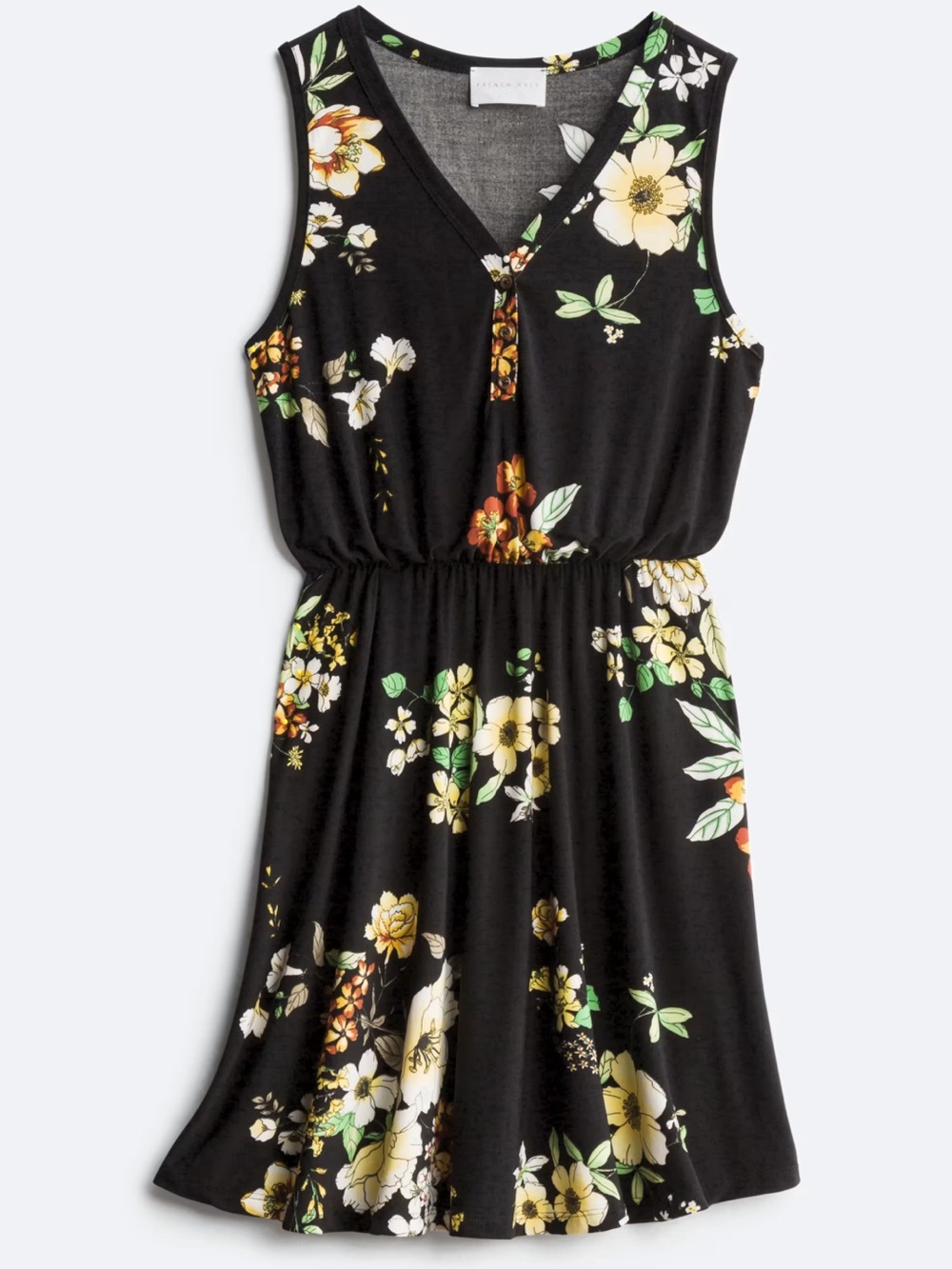 Black Floral V-Neck Sleeveless Dress